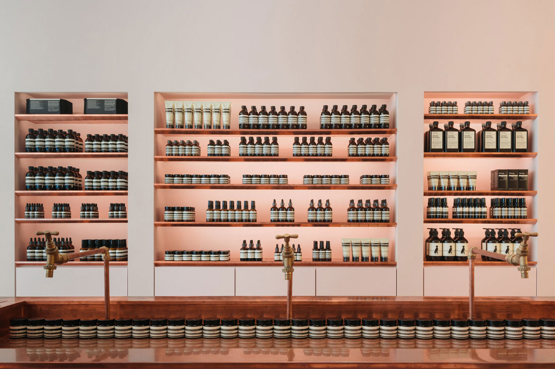 Asylum Creates a Blush-Toned Oasis for Aesop at Ngee Ann City