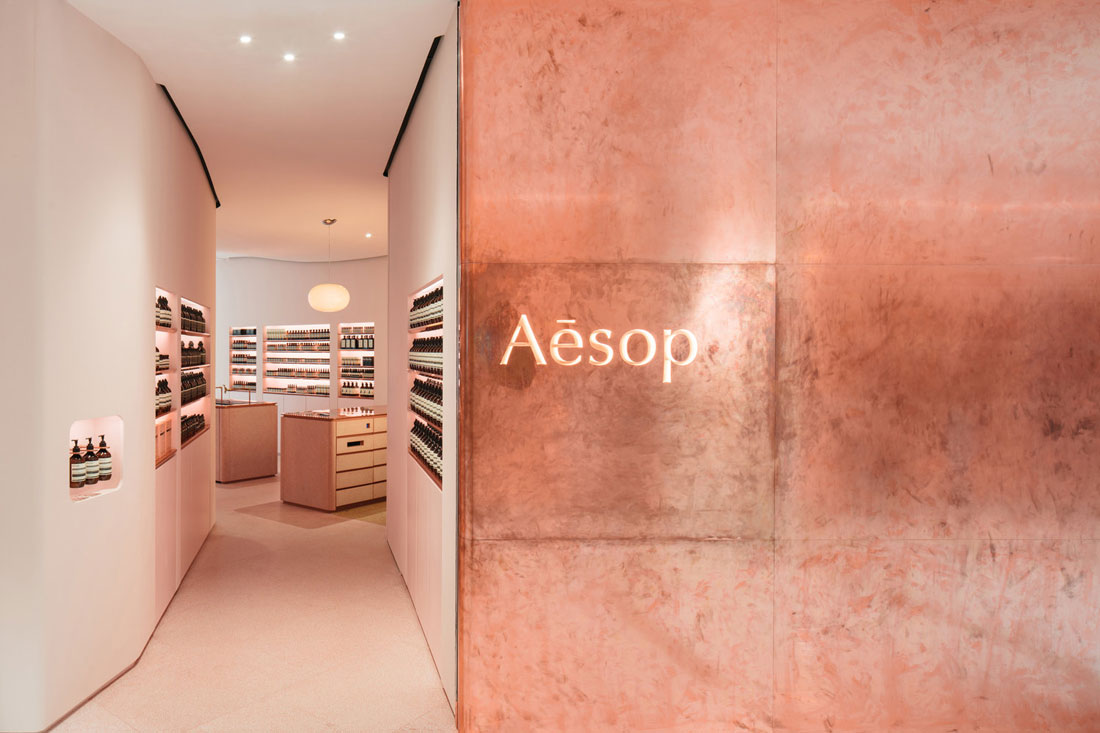 Asylum Creates a Blush-Toned Oasis for Aesop at Ngee Ann City