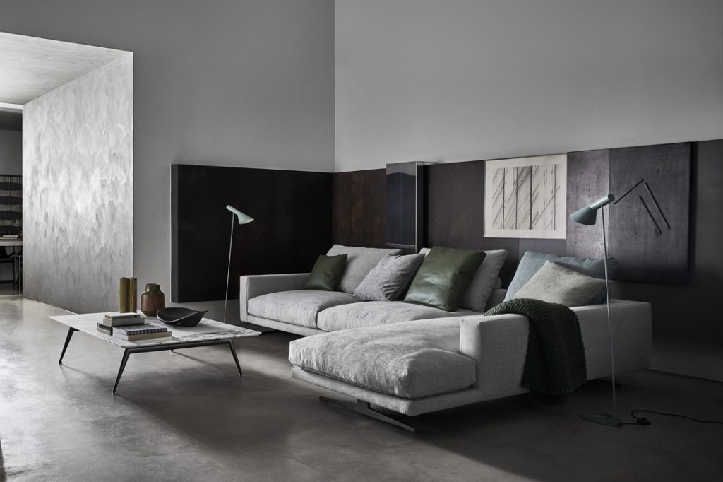 Flexform Campiello Sofa grey styled view