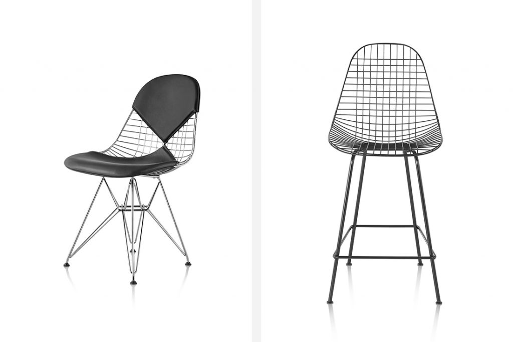 Eames Xtra Herman Miller wire chair and stool
